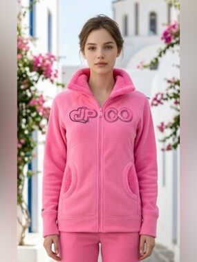 Pink JP Co. Fleece Zip-Up Jacket